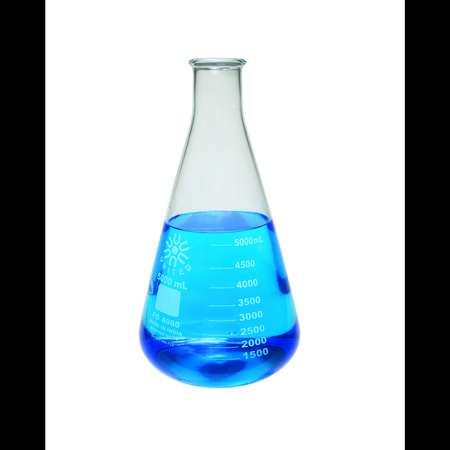 UNITED SCIENTIFIC Erlenmeyer Flask, Narrow Mouth, Borosili FG4980-5000